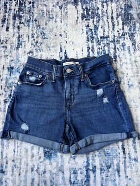 Levi's Blue Distressed Rolled-Hem Jean Shorts